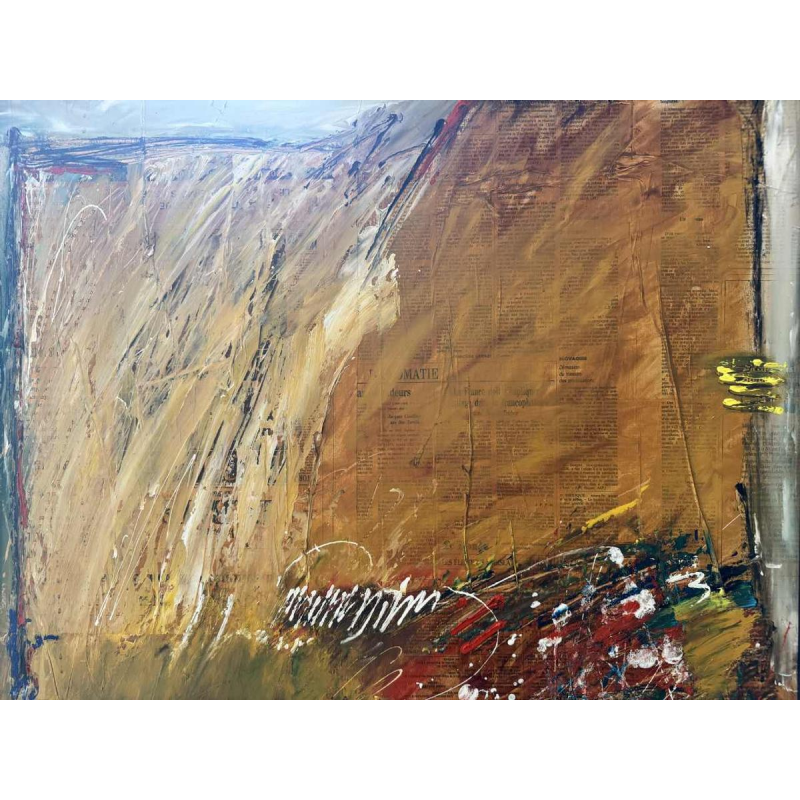 Claude GASPAR “Abstract Composition” mixed media, painting and collage, 20th century