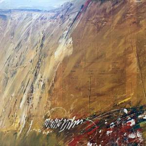 Claude GASPAR “Abstract Composition” mixed technique, painting and collage, 20th century