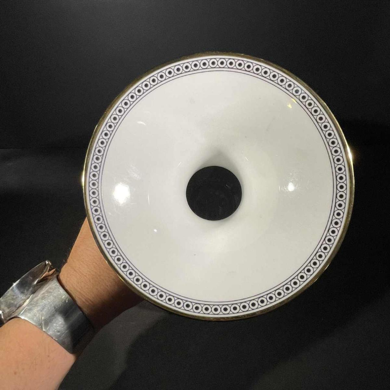 ENDRE SZASZ pour HOLLOHAZA HUNGARY, Grand Vase en Porcelaine Doré, 1970s