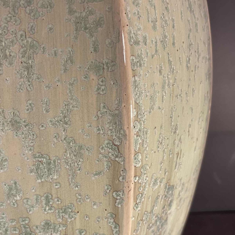 ROGER GUERIN, rare vase Art Deco N° 725 obus hexagonal, gre`s de Bouffioulx 1935