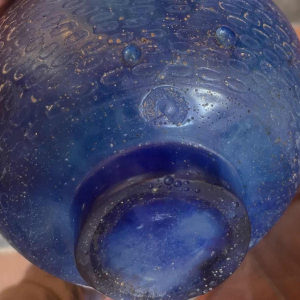 Francois Decorchemont, vase / coupe / plat en pâte de verre bleu Art Déco, ca 1930