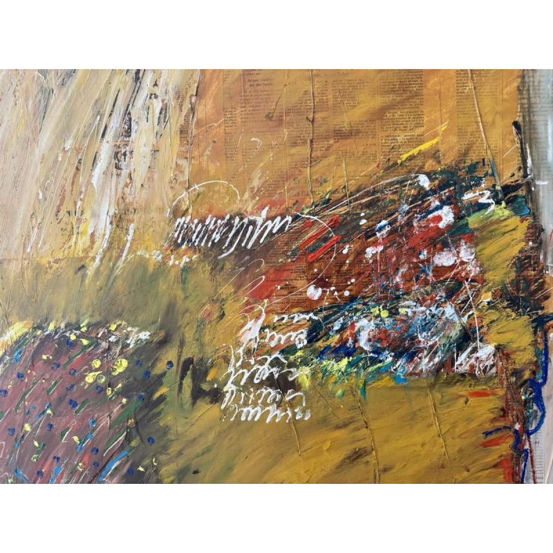 Claude GASPAR “Abstract Composition” mixed technique, painting and collage, 20th century