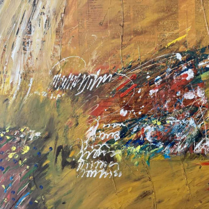 Claude GASPAR “Abstract Composition” mixed media, painting and collage, 20th century