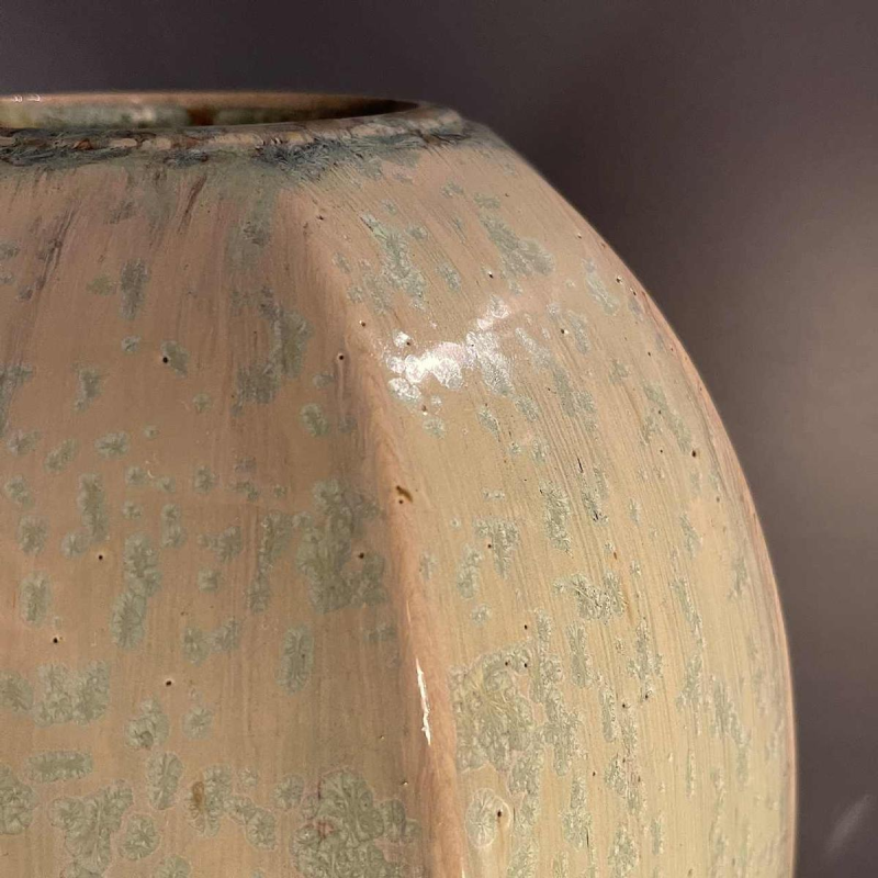 ROGER GUERIN, rare Art Deco vase 725 hexagonal shell, Bouffioulx stoneware 1935