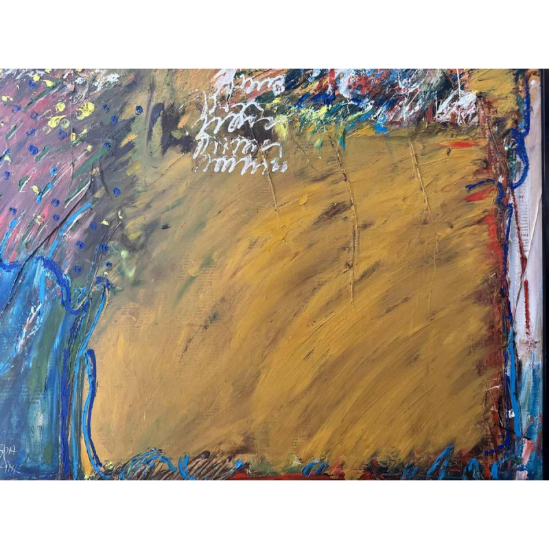 Claude Gaspar “Abstracte compositie”, gemengde technieken, schilderkunst en collage, 20e eeuw