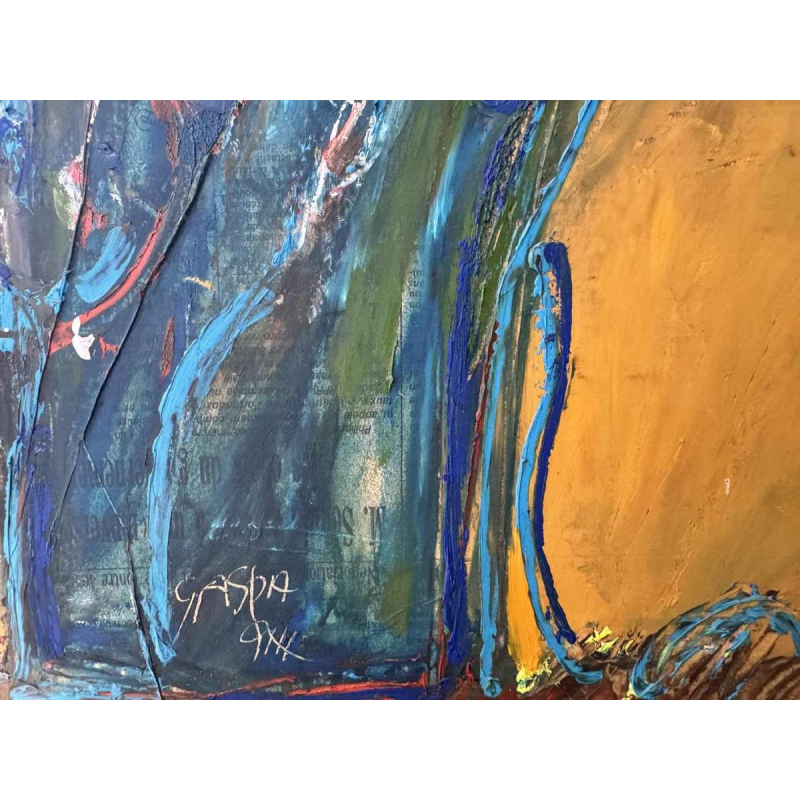 Claude GASPAR “Abstracte compositie” gemengde techniek, schilderkunst en collage, 20e eeuw