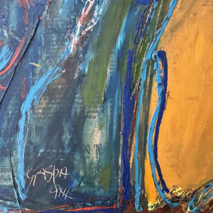 Claude GASPAR “Abstracte compositie” gemengde techniek, schilderkunst en collage, 20e eeuw