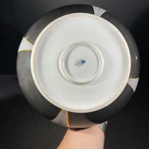 ENDRE SZASZ pour HOLLOHAZA HUNGARY, Grand Vase en Porcelaine Doré, 1970s