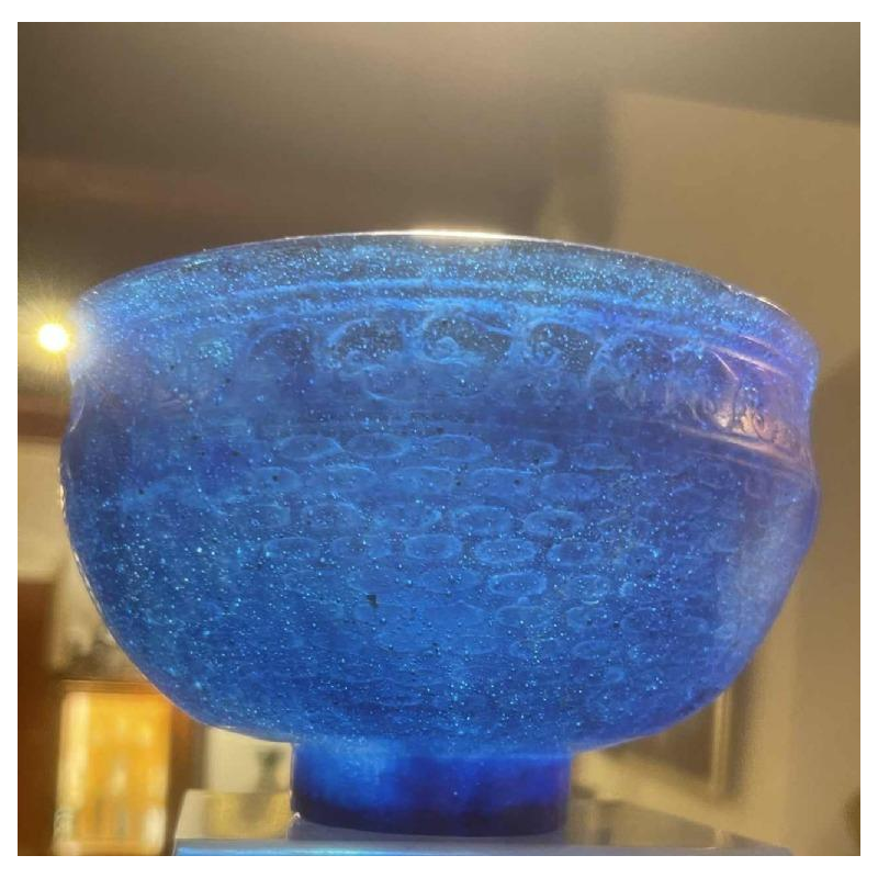 Francois Decorchemont, Art Deco blue pâte de verre vase / bowl / dish, ca 1930