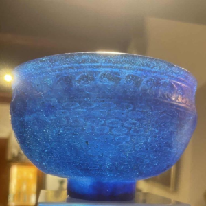 Francois Decorchemont, Art Deco blue pâte de verre vase / bowl / dish, ca 1930