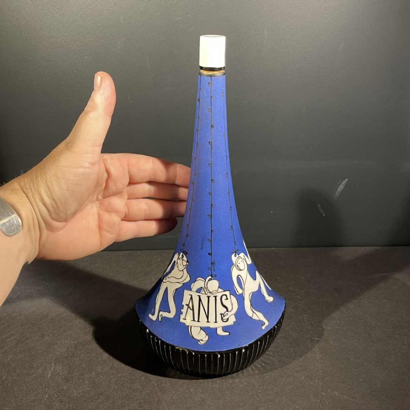 SO RE DA " ANIS " porselein sprekende fles, spaanse keramiek, ca 1950