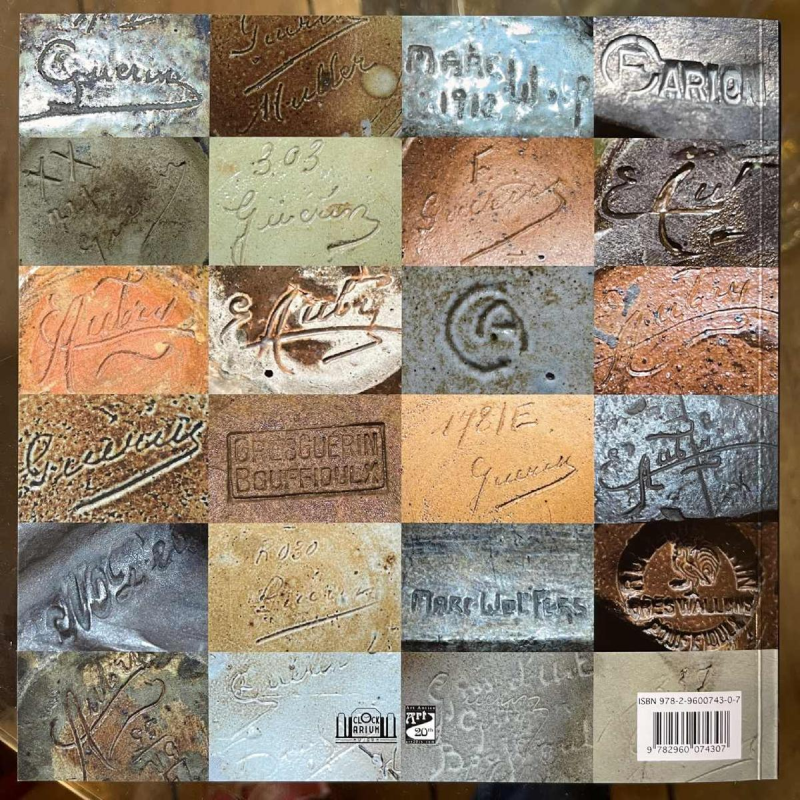 ROGER GUERIN, rare Art Deco vase 725 hexagonal shell, Bouffioulx stoneware 1935