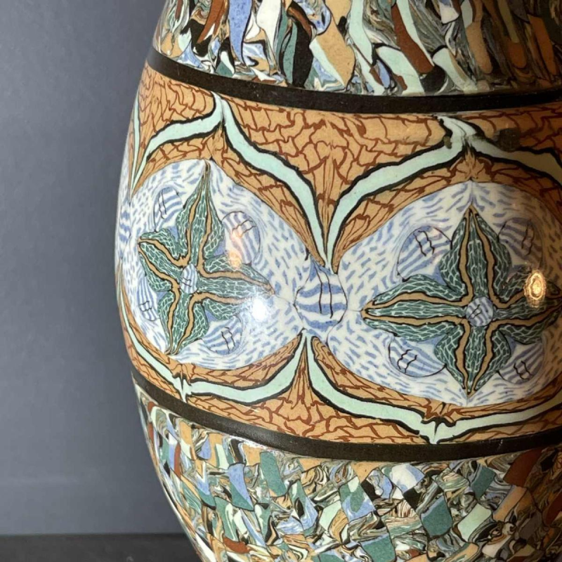 JEAN GERBINO pour VALLAURIS 46cm, grand vase ce´ramique mosai¨que nériage, 1930s