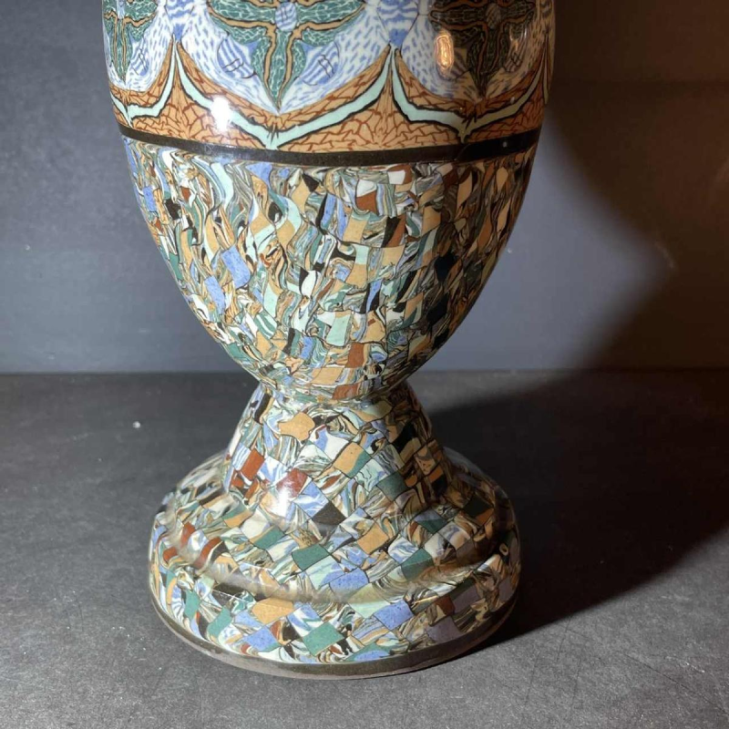 JEAN GERBINO pour VALLAURIS 46cm, grand vase ce´ramique mosai¨que nériage, 1930s
