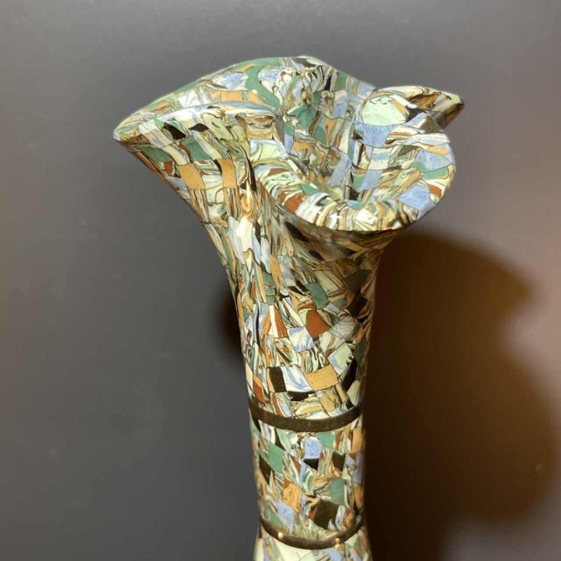 JEAN GERBINO voor VALLAURIS 46cm, grote keramiek vaas " mozaïek nériage " 1930s