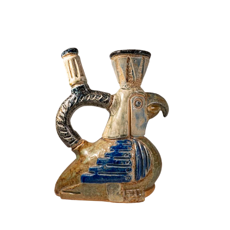 Jules Guérin Bouffioulx, vase / sculpture zoomorphe “oiseau INCAS N°3225“ céramique grès 1950s