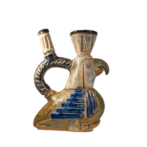 Jules Guérin Bouffioulx, vase / sculpture zoomorphe “oiseau INCAS N°3225“ céramique grès 1950s