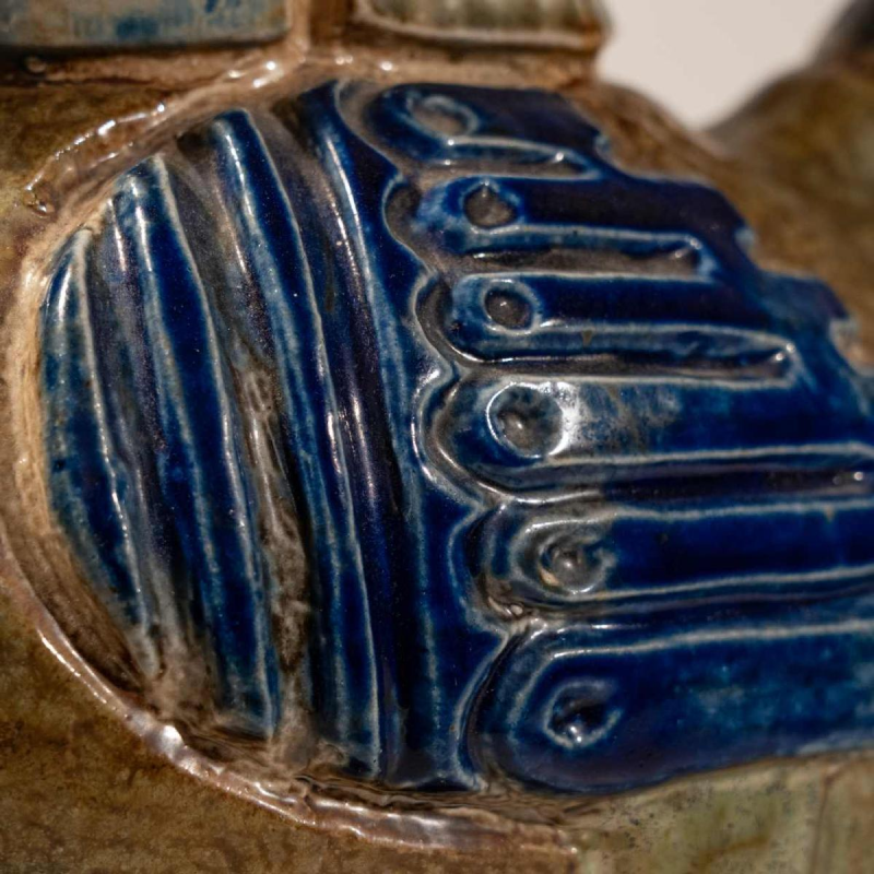 Jules Guérin Bouffioulx, zoömorfe vaas / sculptuur “INCAS vogel N°3225“ keramiek steengoed jaren 50