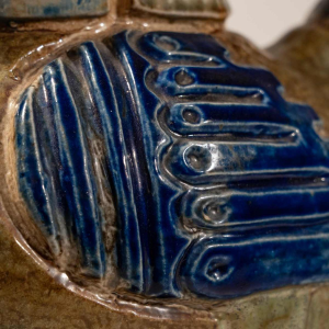 Jules Guérin Bouffioulx, vase / sculpture zoomorphe “oiseau INCAS N°3225“ céramique grès 1950s