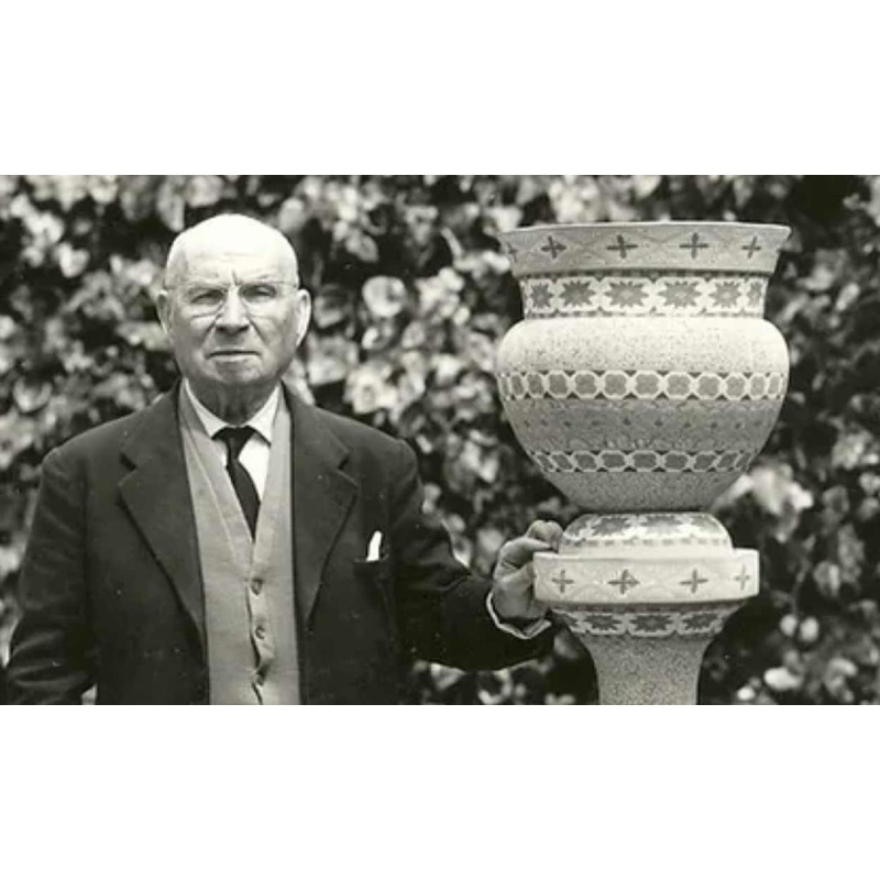 JEAN GERBINO pour VALLAURIS 46cm, grand vase ce´ramique mosai¨que nériage, 1930s