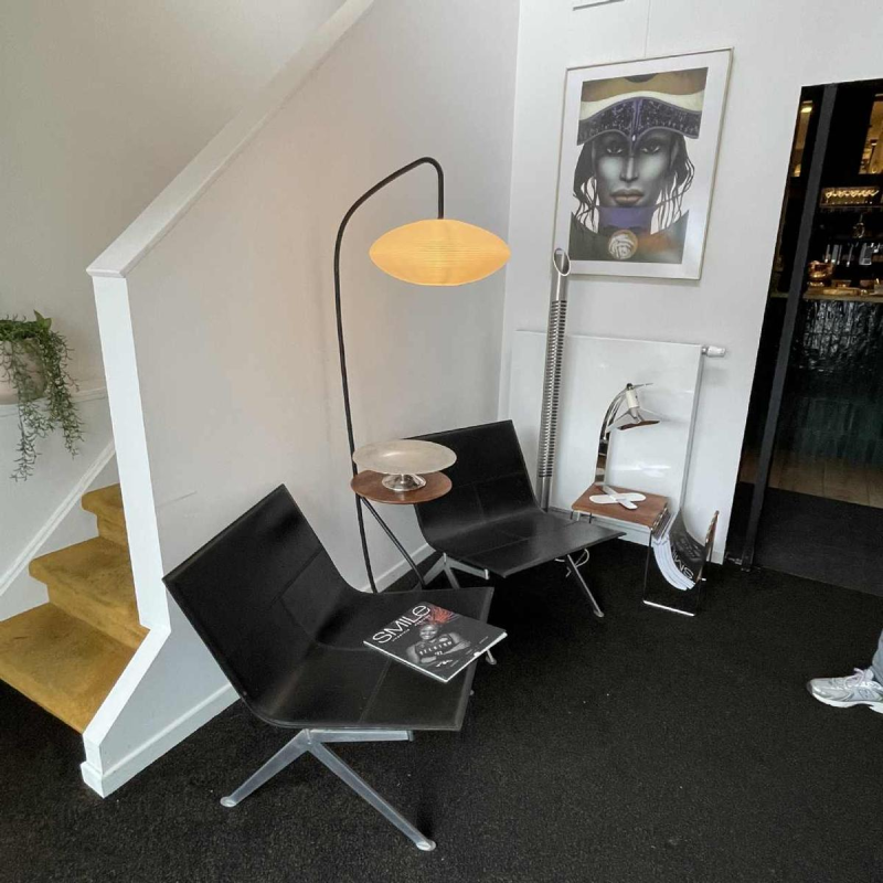 ENZO BERTI pour LAPALMA " Fenj " paire de fauteuils cuir noir, ca 1980