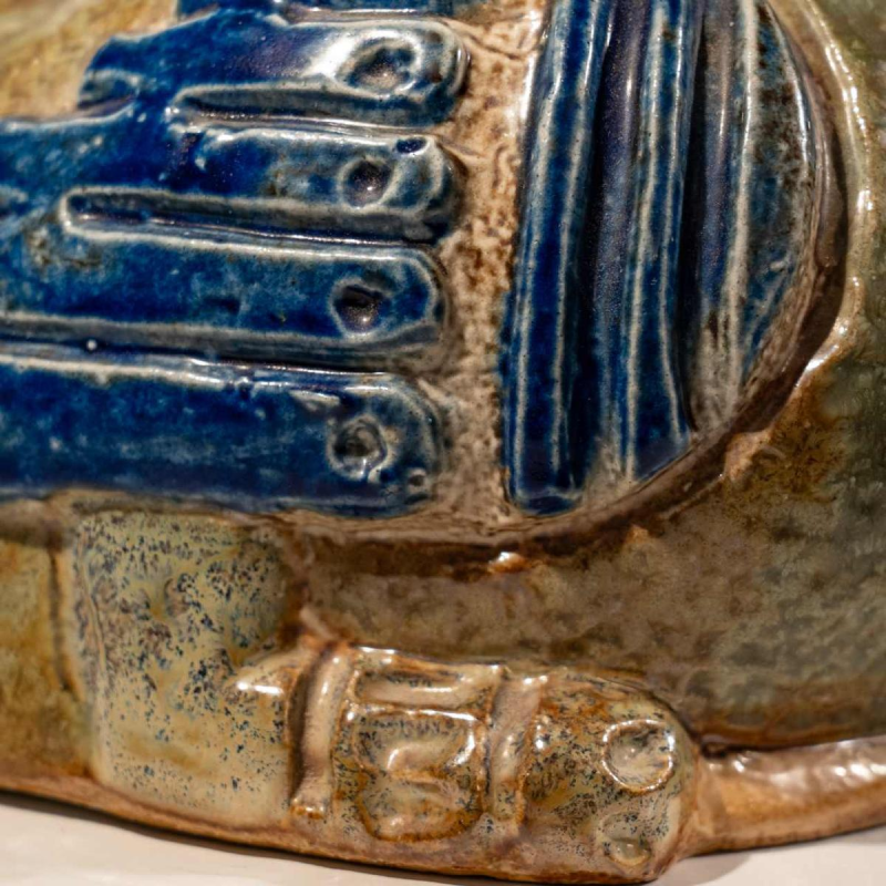 Jules Guérin Bouffioulx, zoomorphic vase / sculpture “INCAS bird N°3225“ ceramic stoneware 1950s