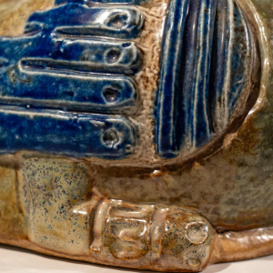 Jules Guérin Bouffioulx, zoomorphic vase / sculpture “INCAS bird N°3225“ ceramic stoneware 1950s