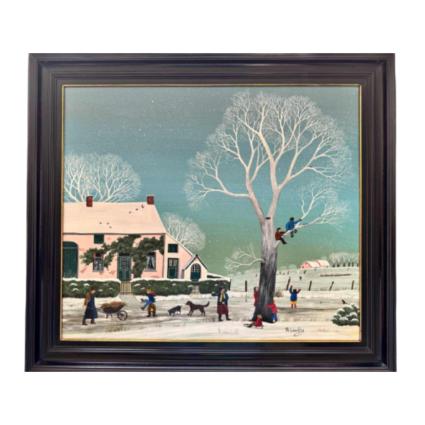 Thérèse COUSTRY « House in the chapel » painting oil on canvas mounted on board