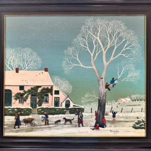 Thérèse COUSTRY « Huis in de kapel » schilderij olieverf op doek gemaroufleerd