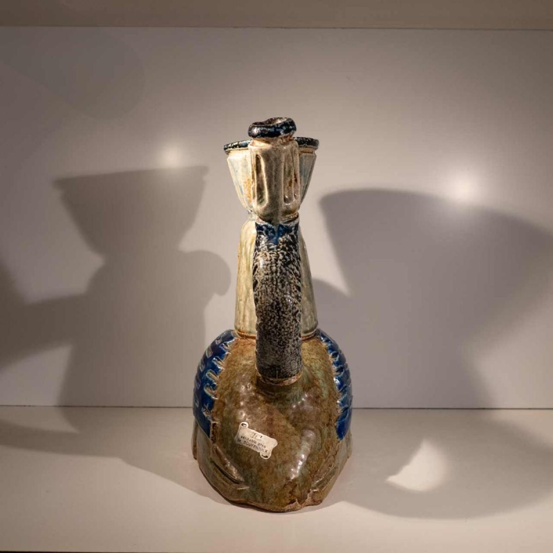 Jules Guérin Bouffioulx, vase / sculpture zoomorphe “oiseau INCAS N°3225“ céramique grès 1950s