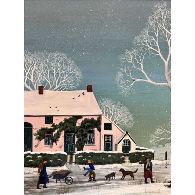 Thérèse COUSTRY « House in the chapel » painting oil on canvas mounted on board