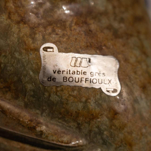 Jules Guérin Bouffioulx, vase / sculpture zoomorphe “oiseau INCAS N°3225“ céramique grès 1950s