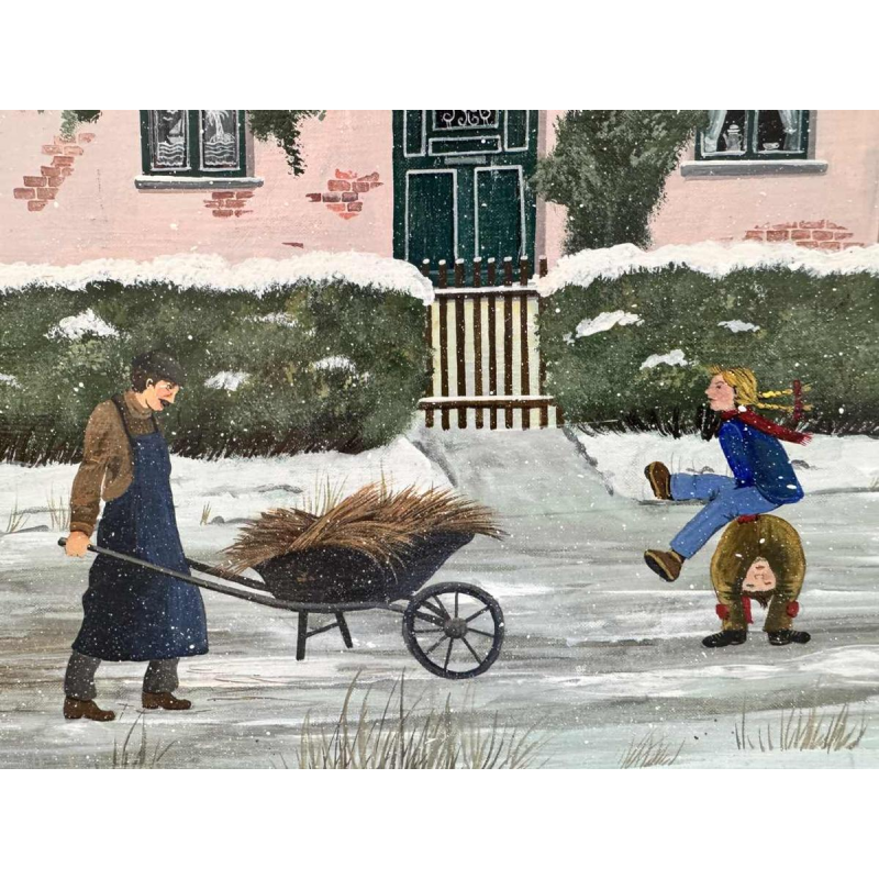 Thérèse COUSTRY « House in the chapel » painting oil on canvas mounted on board