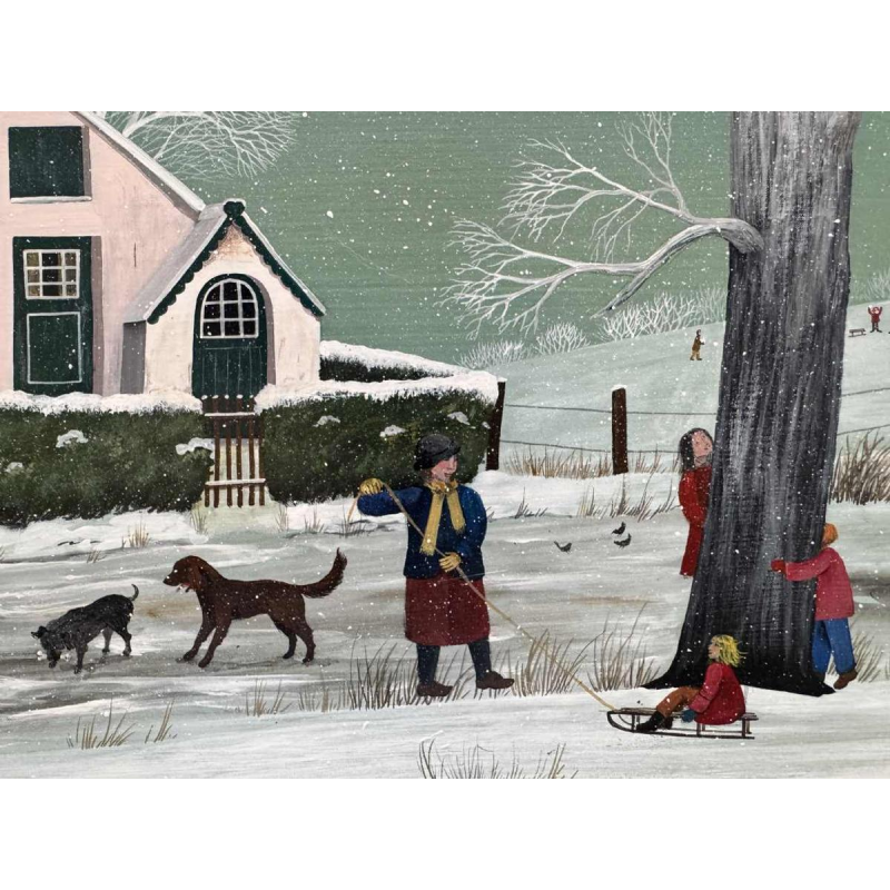 Thérèse COUSTRY « Huis in de kapel » schilderij olieverf op doek gemaroufleerd