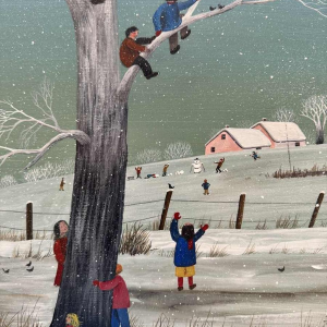 Thérèse COUSTRY « House in the chapel » painting oil on canvas mounted on board