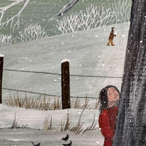 Thérèse COUSTRY « Huis in de kapel » schilderij olieverf op doek gemaroufleerd