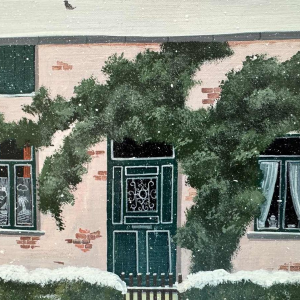 Thérèse COUSTRY « House in the chapel » painting oil on canvas mounted on board