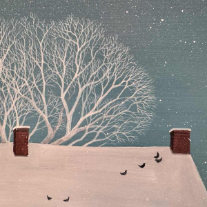 Thérèse COUSTRY « House in the chapel » painting oil on canvas mounted on board