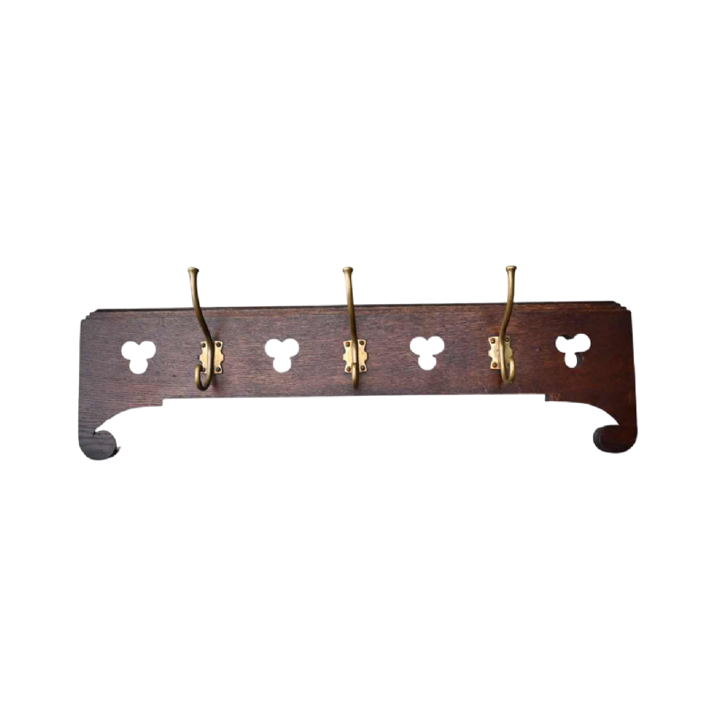 Adolf Loos, Art Nouveau Wiener Werkstatte coat rack, oak & brass, ca 1900