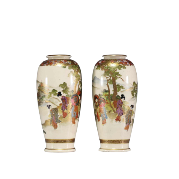 Paire de vases en faience de Satsuma "zenkozan" Japon, période Meiji