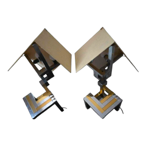 Lumica (Barcelona) Large pair of table lamps, polished brass & chromed steel, ca 1970