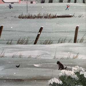 Thérèse COUSTRY «Maison à la chapelle » peinture huile sur toile marouflée