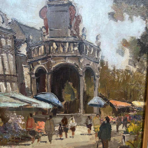 “Place du Marché à Liège”, tableau huile sur toile, signée WILLEM