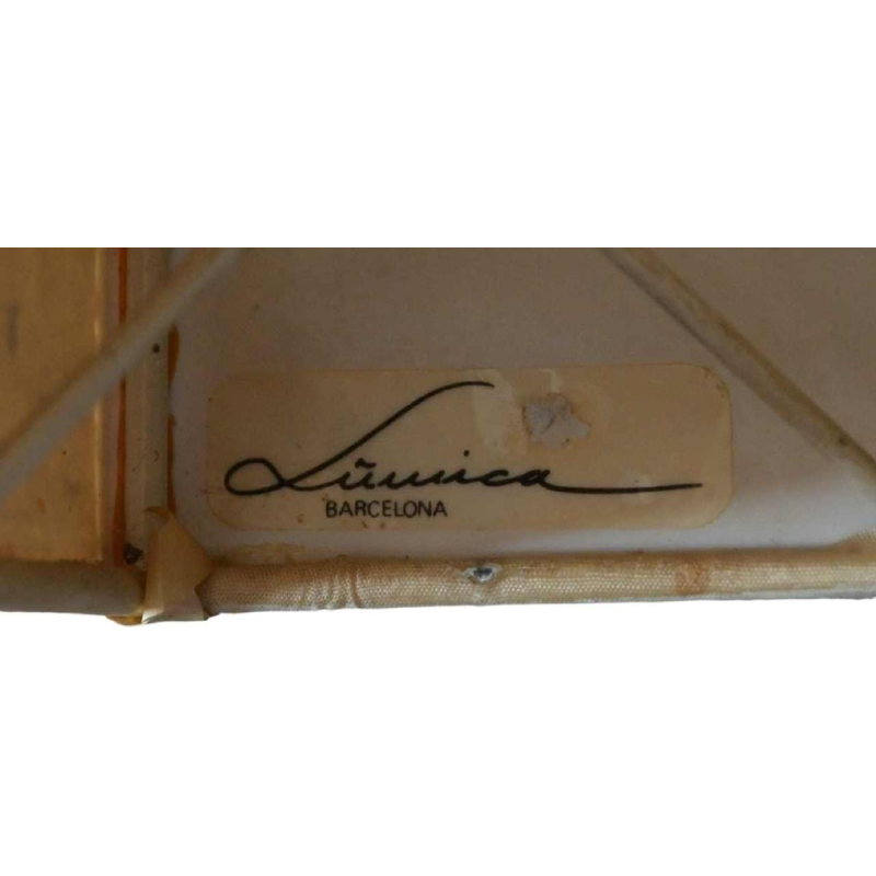 Lumica (Barcelona) Large pair of table lamps, polished brass & chromed steel, ca 1970