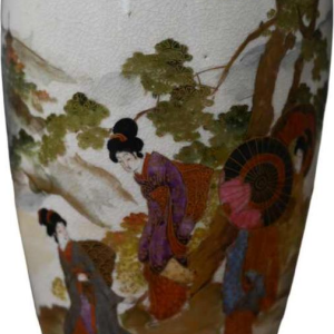 Paar Satsuma aardewerk vazen "zenkozan" Japan, Meiji Periode