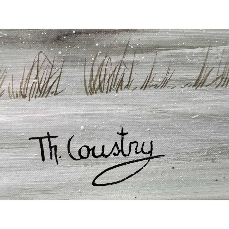 Thérèse COUSTRY « House in the chapel » painting oil on canvas mounted on board