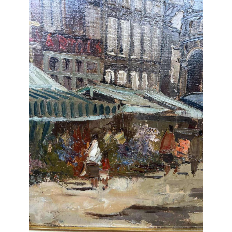 “Place du Marché à Liège“, schilderij olieverf op doek, gesigneerd WILLEM