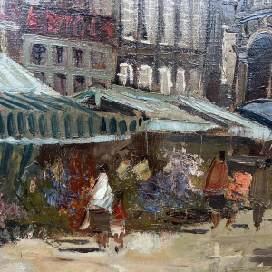 “Place du Marché à Liège“, schilderij olieverf op doek, gesigneerd WILLEM