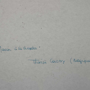 Thérèse COUSTRY «Maison à la chapelle » peinture huile sur toile marouflée