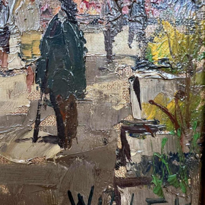 “Place du Marché à Liège”, tableau huile sur toile, signée WILLEM